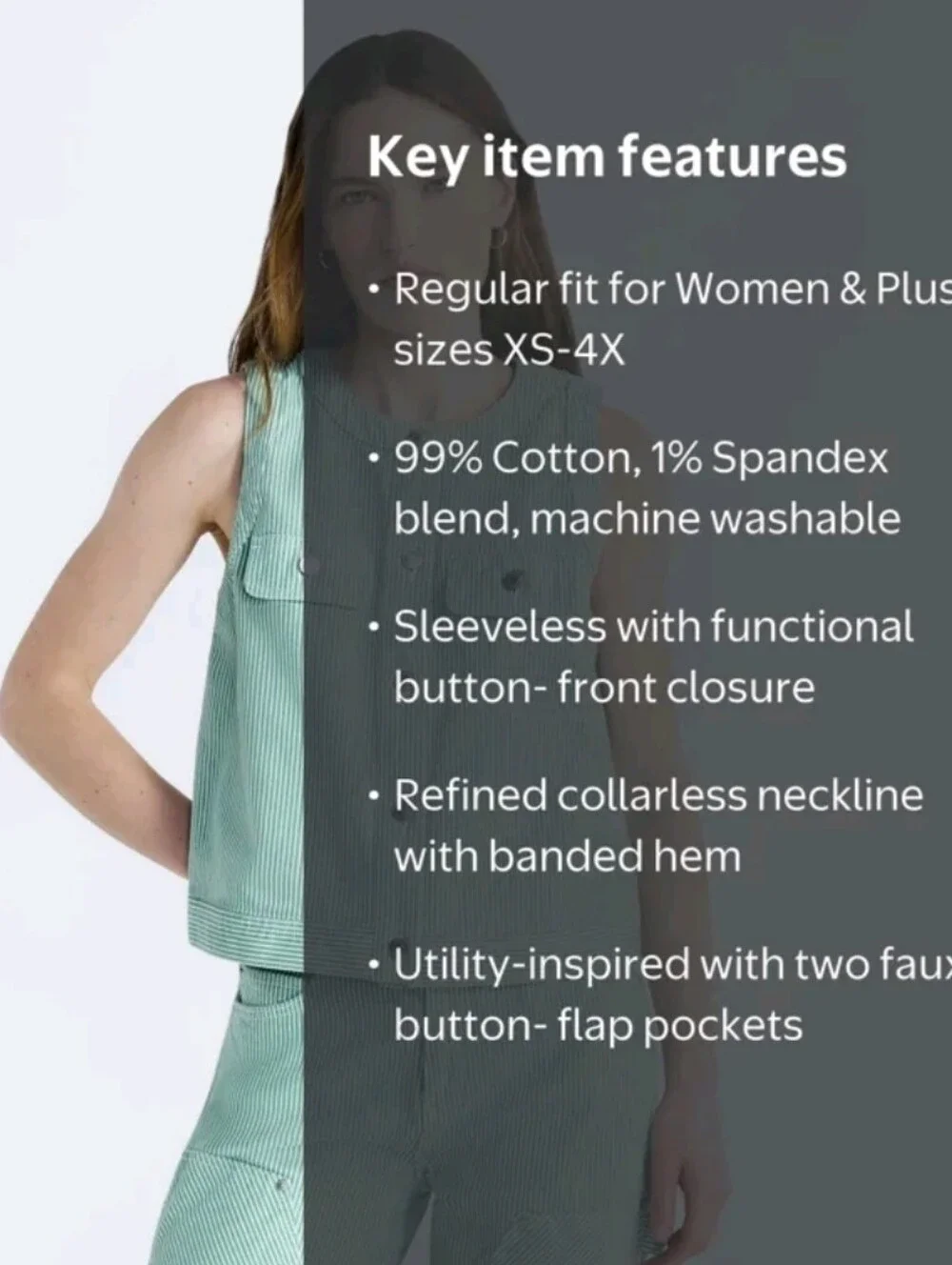 Sleeveless Mint Striped Button-Front Top